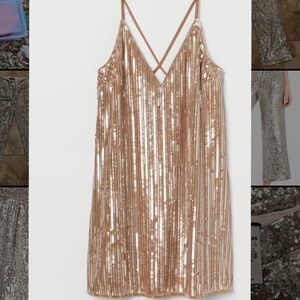 Gold sequin mini dress